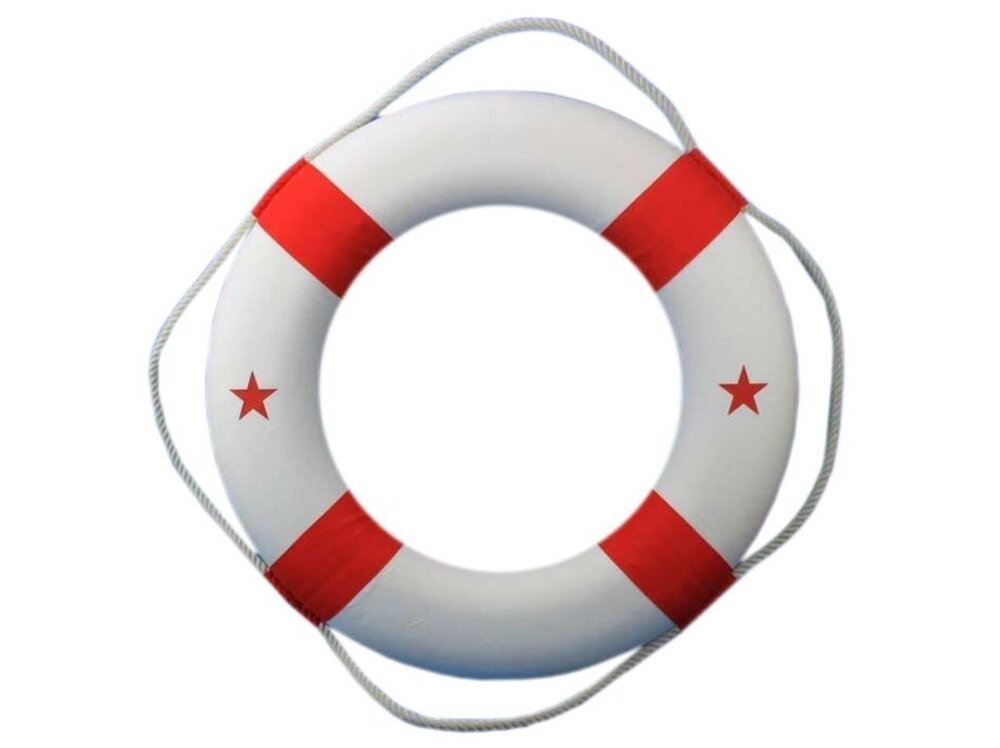 7034 Hampton Nautical Red & White Decorative Life Ring, 30"